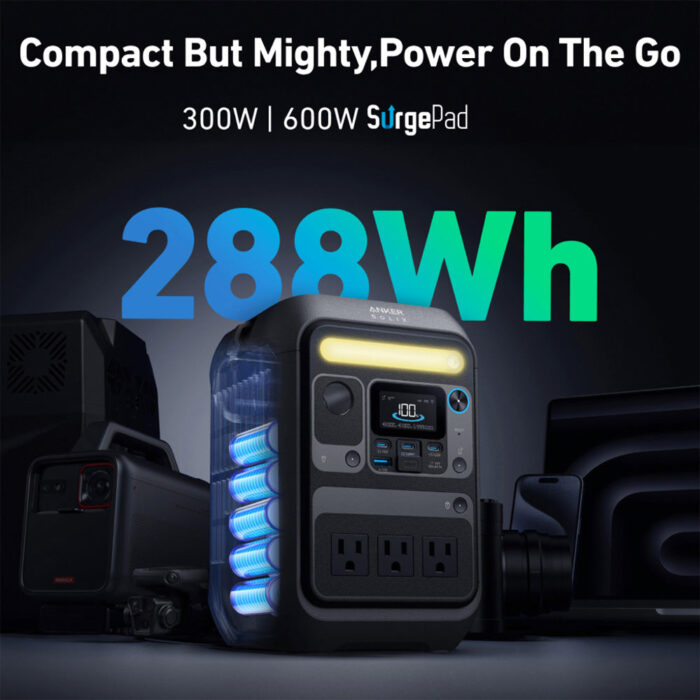 Anker SOLIX C300X 288Wh Portable Power Station - Travel-Friendly & Fast Charge - Black - Image 2