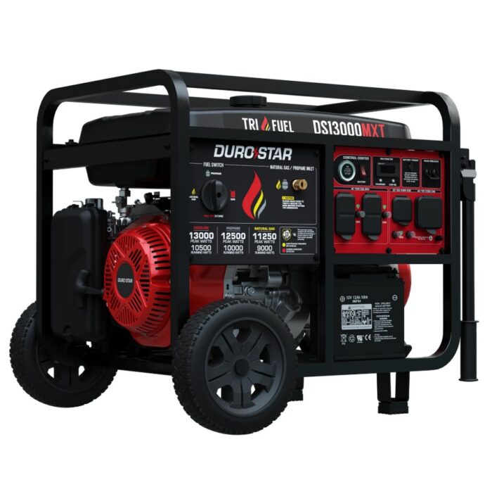 DuroStar DS13000MXT 13,000W/10,500W 500cc Electric Start Tri Fuel Portable Generator w/ CO Alert