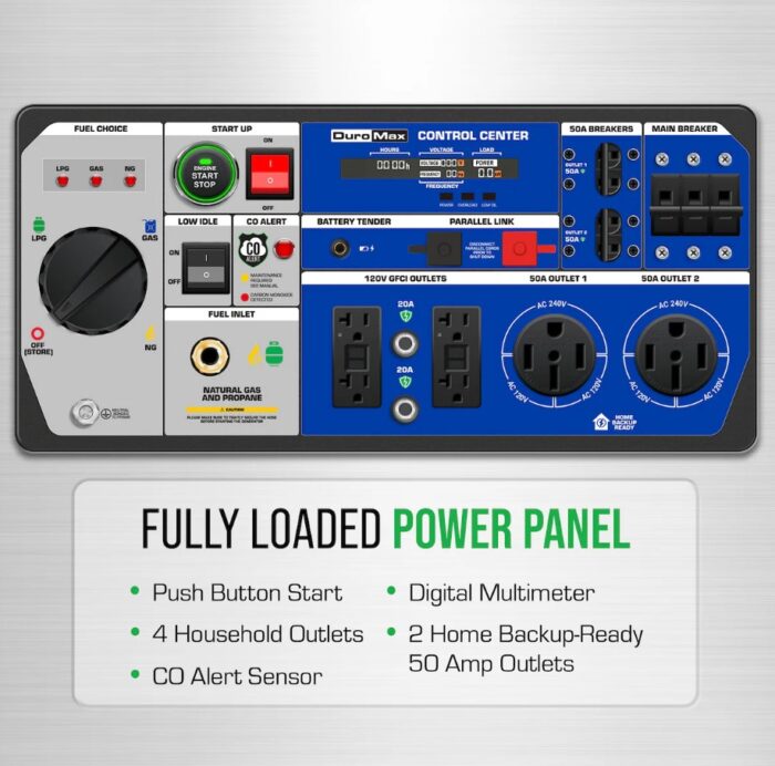 DuroMax XP16000iHT 16,000 Watt Tri Fuel Portable Inverter Generator - Quiet, Low THD - Image 3