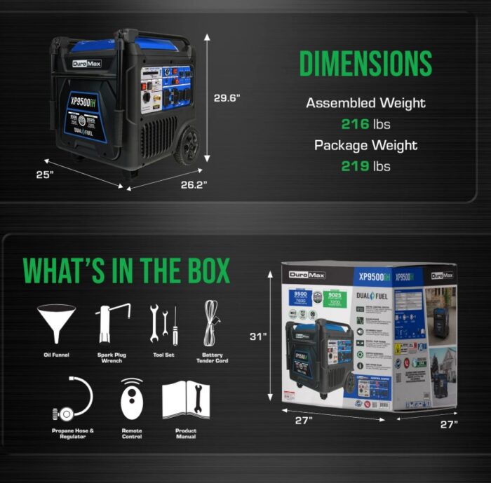DuroMax XP9500iH 9,500 Watt Portable Dual Fuel Inverter Generator - Quiet, Low THD - Image 8